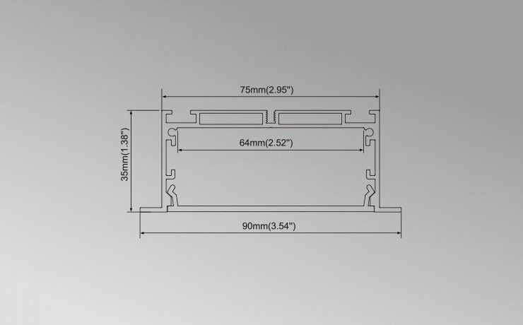 3 inches Recessed Aluminium LED profile with flange