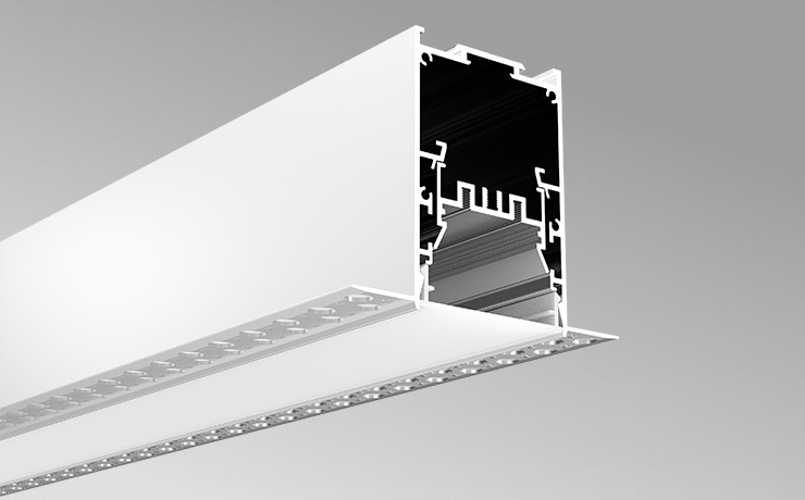 Trimless Recessed LED linear lighting with free combination reflectors