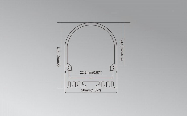 LED Surface Mount Linear Light, 26.2*32.9mm, Deep Round Cover