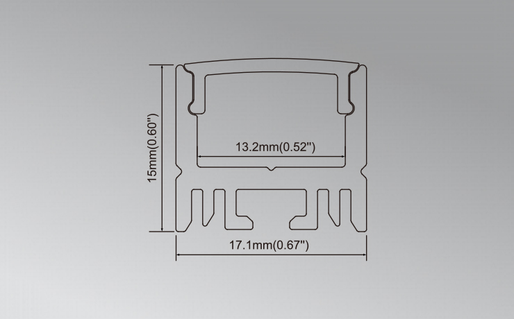 Surface Mounted LED Aluminum Profile 23.5x15mm