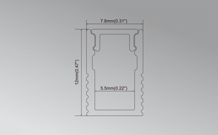 LED Surface Mount and Recessed Linear Light Profile, 7.8*12mm
