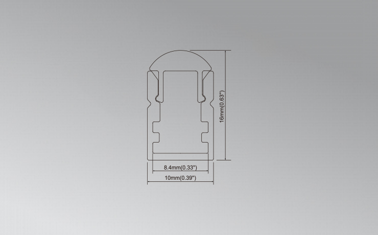 10x16mm Surface-Mounted LED Aluminum Profile with Lens