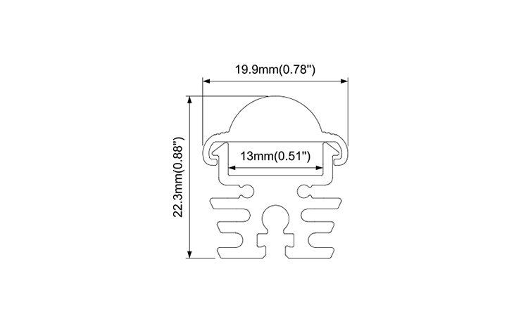 18mm Aluminum LED extrusion with 30° lens for surface mounted for good heat dissipation