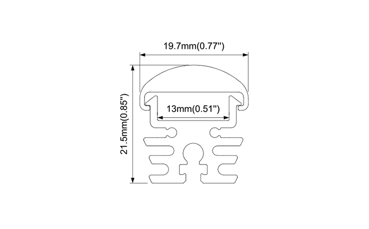 18mm Aluminum LED extrusion with 90° lens for surface mounted for good heat dissipation