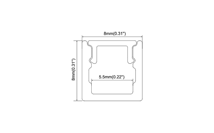 Surface-Mounted Slim LED Profile 8x8mm