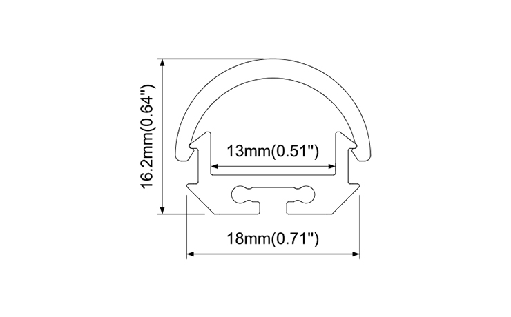 LED Aluminum Profile with half round cover for surface mounting