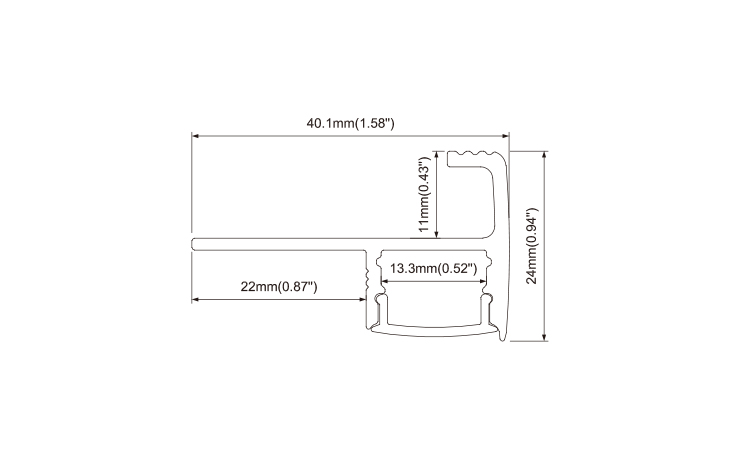 Recessed Mounted Alu Extrusion LED Channels for 10mm tile