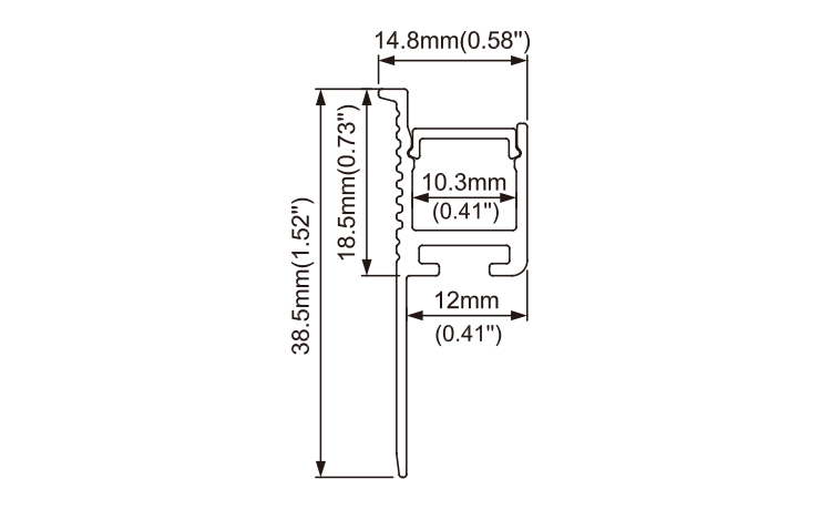 Aluminium LED profile with single flange for recessed into 1/2" drywall