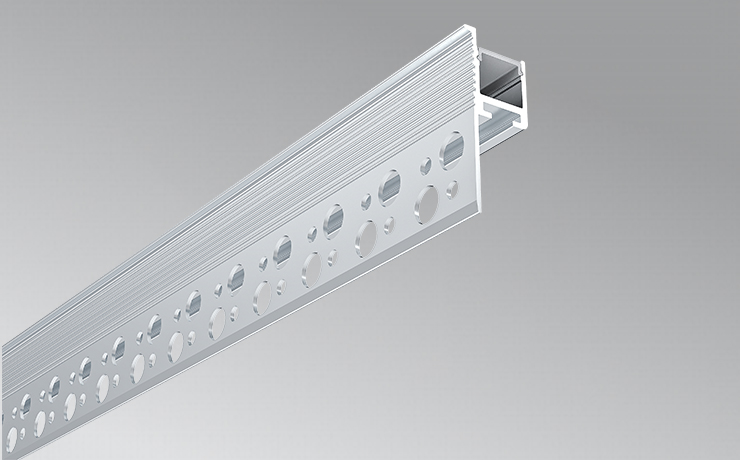 Aluminium LED profile with single flange for recessed into 1/2" drywall