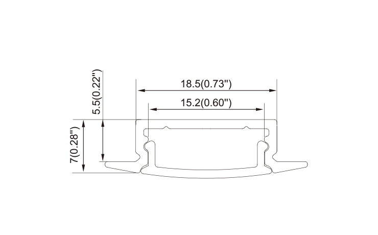 LED Extrusion Profile With 7mm Deep With Flange