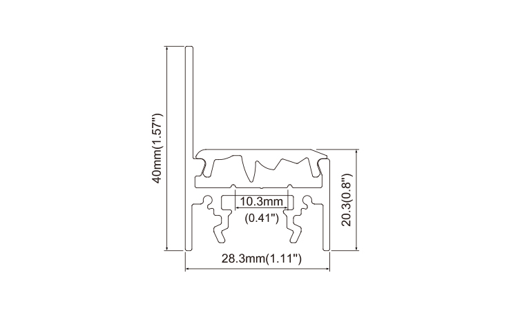 Aluminum profile for wallwasher light with asymmetric lens