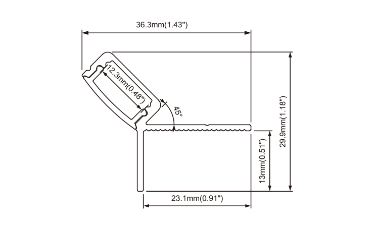 Hot sale 45 Degrees Lighting  Cove LED Profiles for 12.5mm Drywall