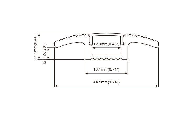 Mini LED channel profile for carpet to carpet